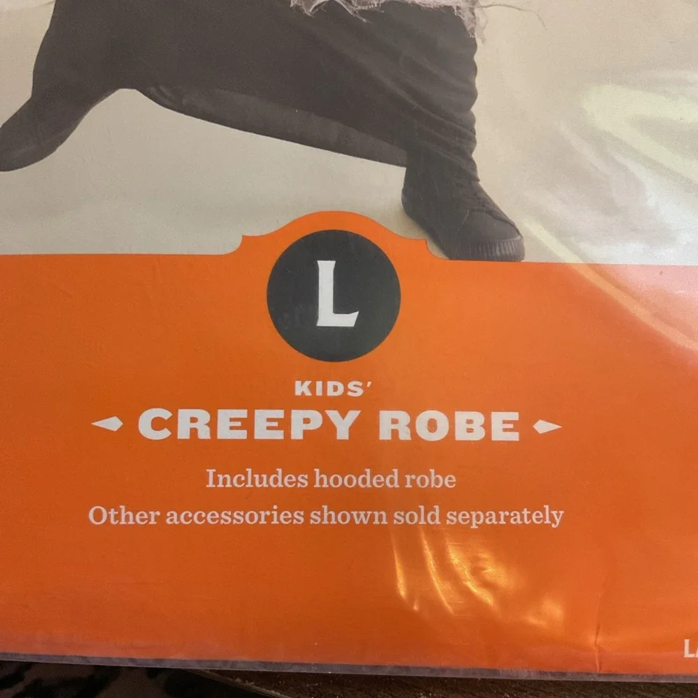New Boys Creepy‎ Robe Halloween Costume Size Large (10-12) Hooded Robe Kids